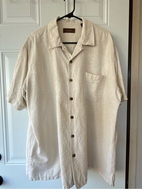 Tasso Elba Cream Short-Sleeve Button-Front Camp Shirt